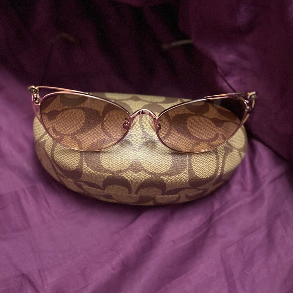 Rose Gold Coach Sunglasses with Case
